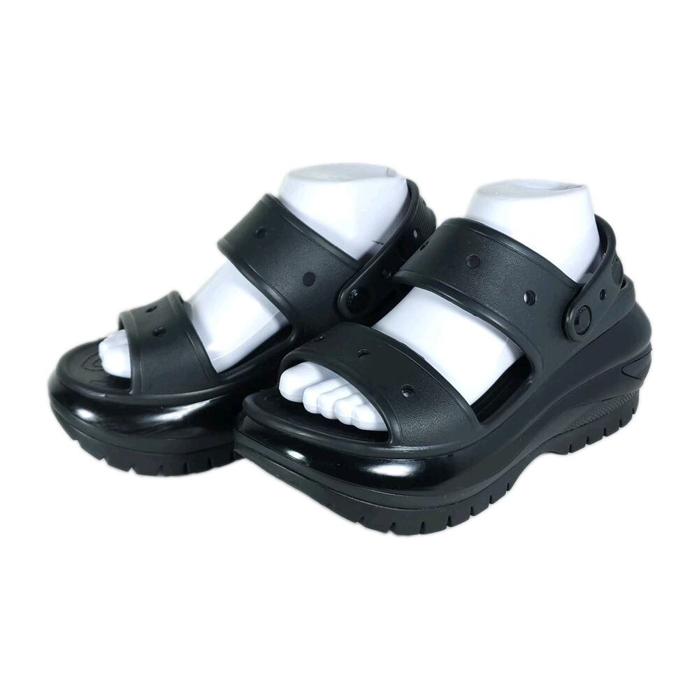 Crocs Women's Mega Crush US8 Black Thick Chunky Platform Heel Slingback Sandals